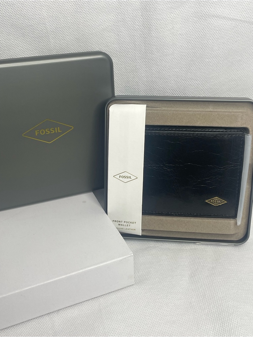 New Fossil Black Leather Bifold “Ryan” Wallet RFID Protection Front Pocket